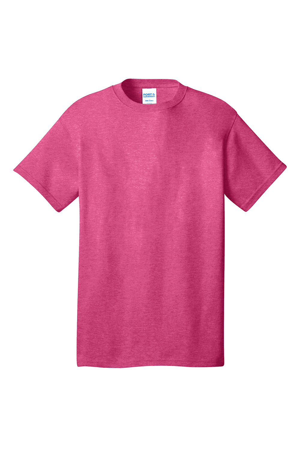 Port & Company PC54/PC54T Mens Core Short Sleeve Crewneck T-Shirt Heather Sangria Pink Flat Front