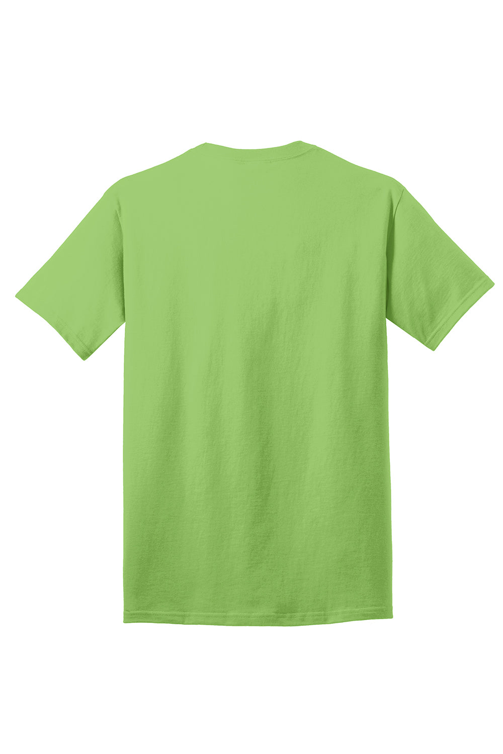 Port & Company PC54/PC54T Mens Core Short Sleeve Crewneck T-Shirt Lime Green Flat Back