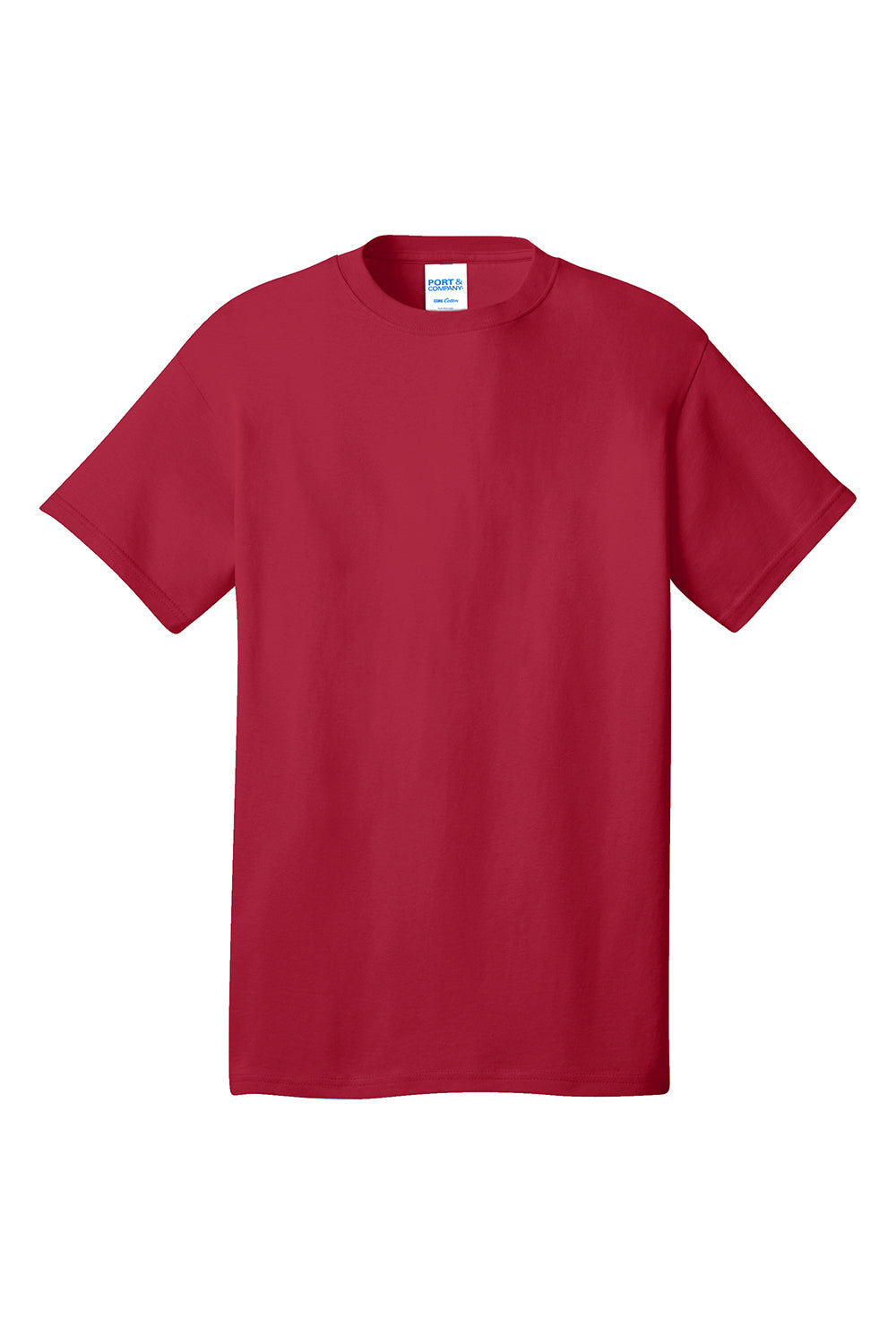 Port & Company PC54/PC54T Mens Core Short Sleeve Crewneck T-Shirt Red Flat Front