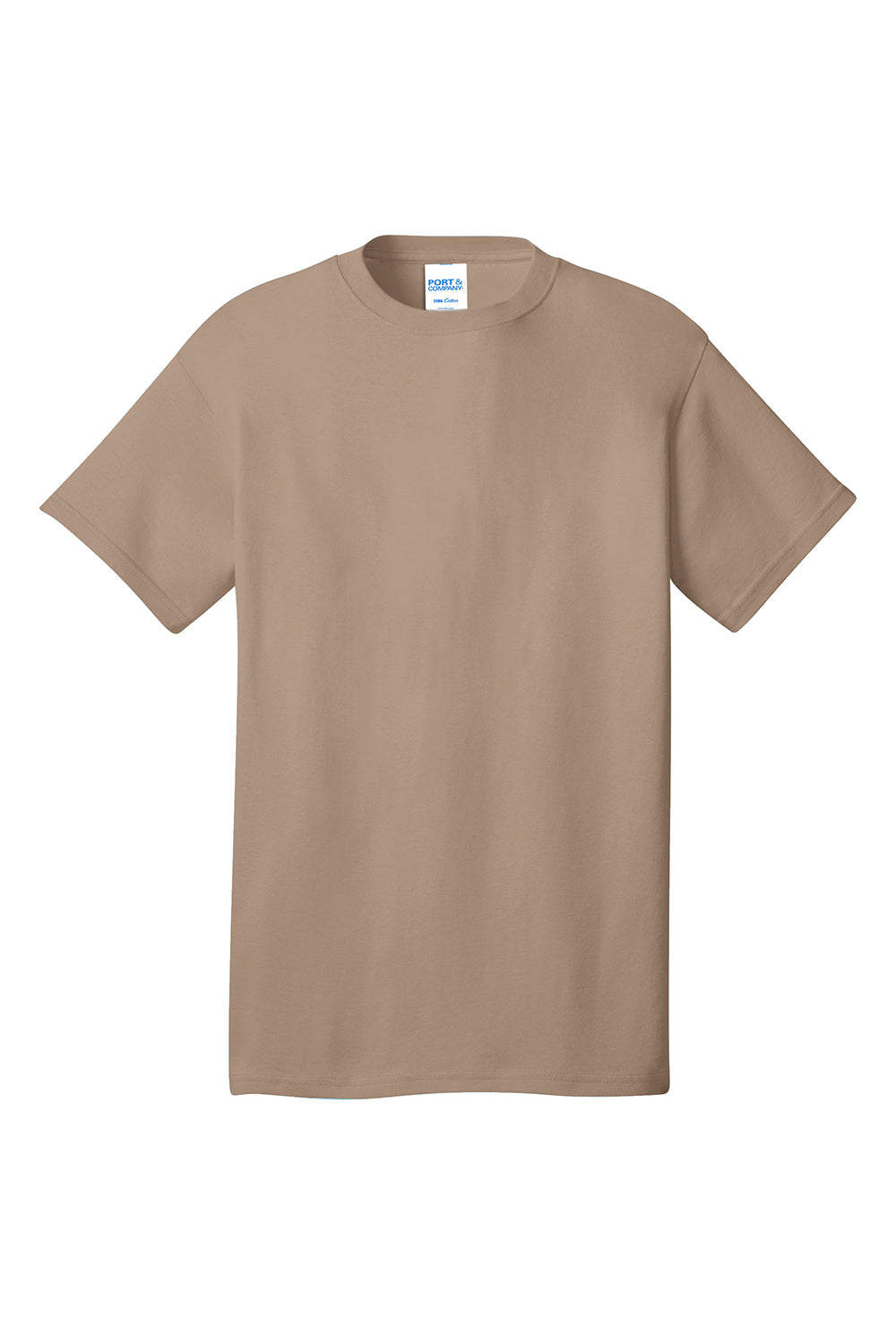 Port & Company PC54/PC54T Mens Core Short Sleeve Crewneck T-Shirt Sand Flat Front