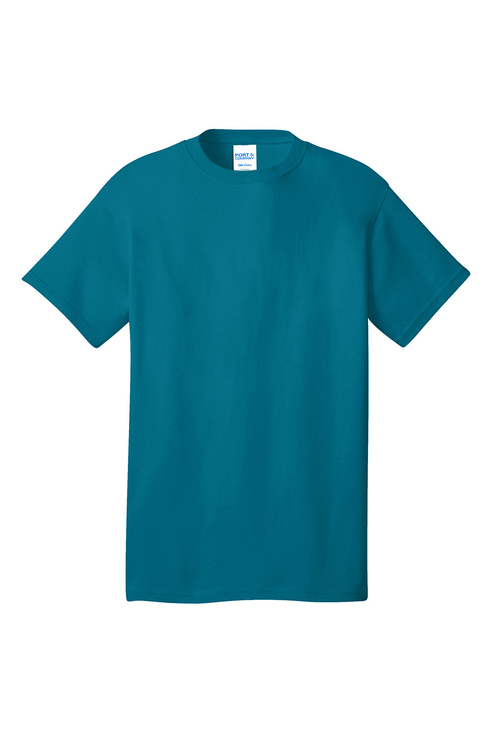 Port & Company PC54/PC54T Mens Core Short Sleeve Crewneck T-Shirt Teal Green Flat Front