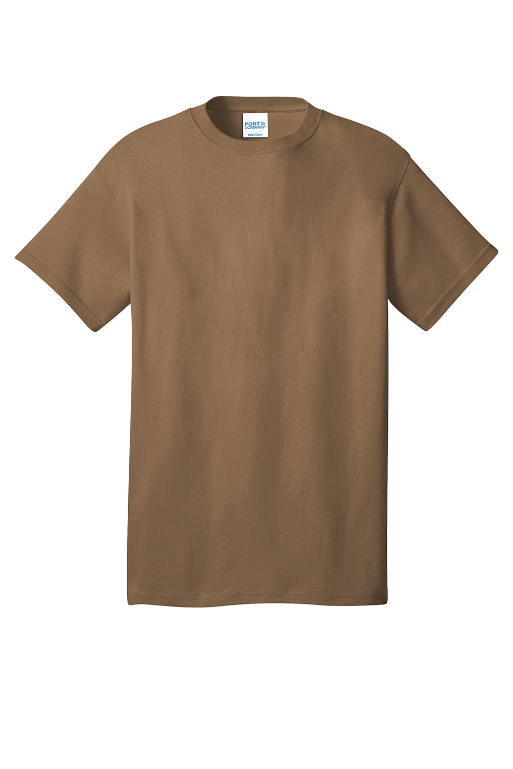 Port & Company PC54/PC54T Mens Core Short Sleeve Crewneck T-Shirt Woodland Brown Flat Front