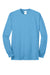 Port & Company PC55LS/PC55LST Mens Core Long Sleeve Crewneck T-Shirt Aquatic Blue Flat Front