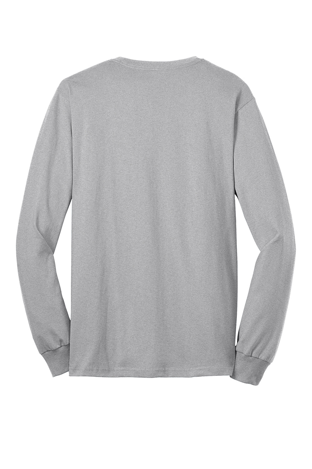 Port & Company PC55LS/PC55LST Mens Core Long Sleeve Crewneck T-Shirt Ash Grey Flat Back