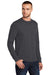 Port & Company PC55LS/PC55LST Mens Core Long Sleeve Crewneck T-Shirt Charcoal Grey Model 3q