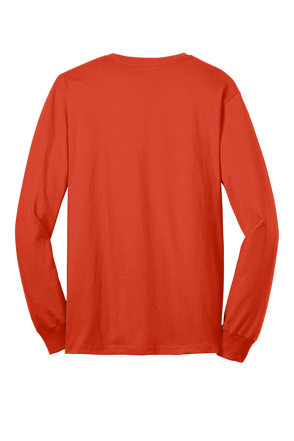 Port & Company PC55LS/PC55LST Mens Core Long Sleeve Crewneck T-Shirt Orange Flat Back