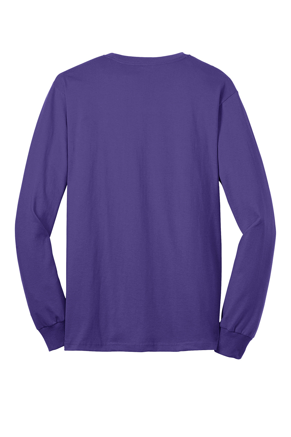 Port & Company PC55LS/PC55LST Mens Core Long Sleeve Crewneck T-Shirt Purple Flat Back