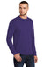 Port & Company PC55LS/PC55LST Mens Core Long Sleeve Crewneck T-Shirt Purple Model 3q