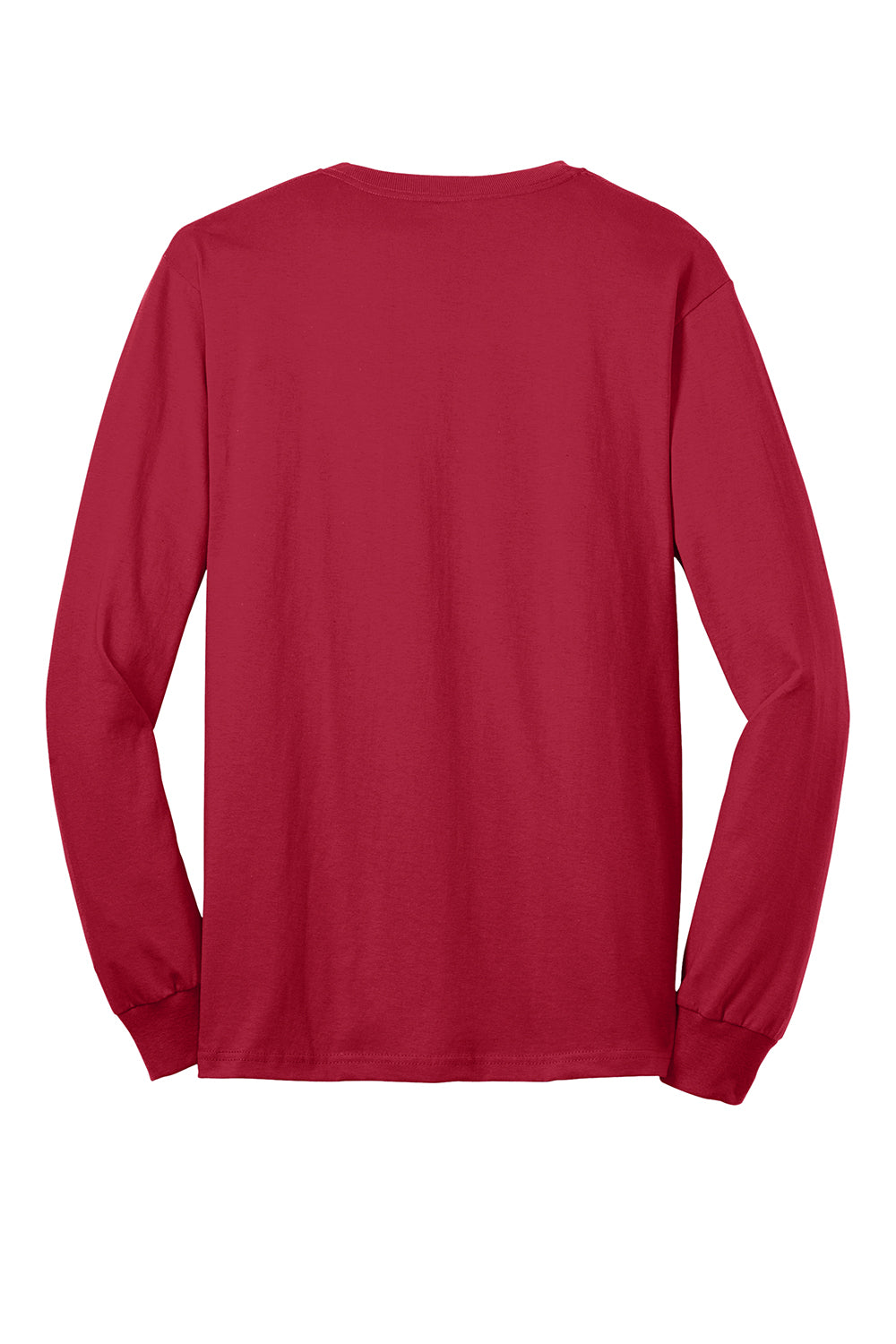 Port & Company PC55LS/PC55LST Mens Core Long Sleeve Crewneck T-Shirt Red Flat Back