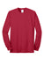 Port & Company PC55LS/PC55LST Mens Core Long Sleeve Crewneck T-Shirt Red Flat Front