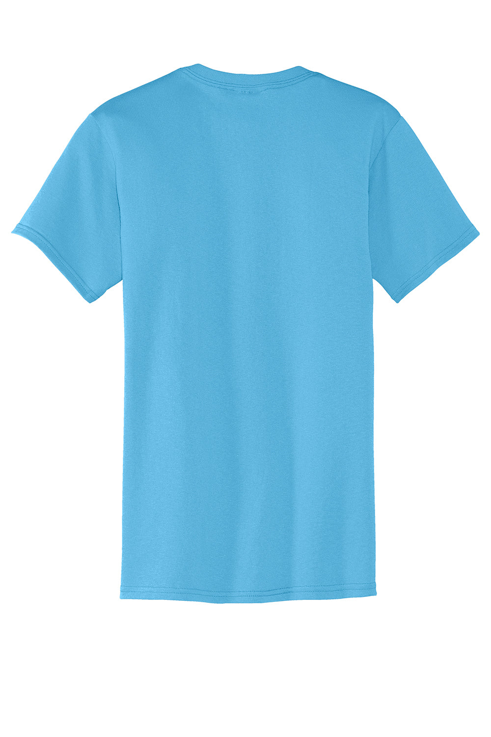 Port & Company PC55P/PC55PT Mens Core Short Sleeve Crewneck T-Shirt w/ Pocket Aquatic Blue Flat Back