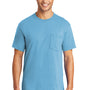 Port & Company Mens Core Short Sleeve Crewneck T-Shirt w/ Pocket - Aquatic Blue