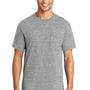 Port & Company Mens Core Short Sleeve Crewneck T-Shirt w/ Pocket - Heather Grey