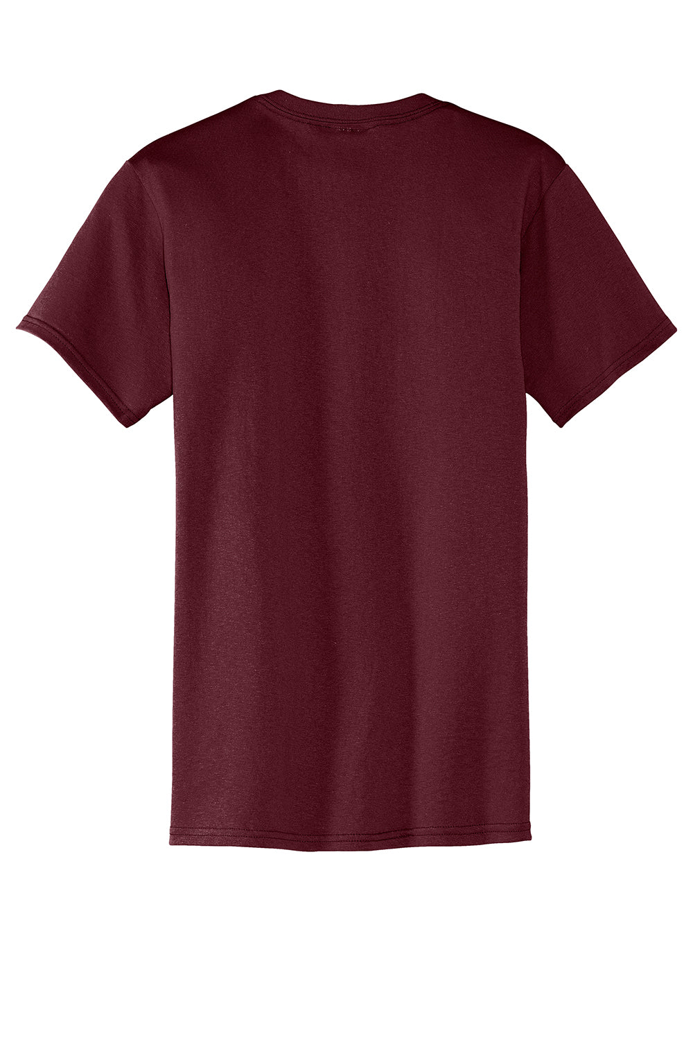 Port & Company PC55P/PC55PT Mens Core Short Sleeve Crewneck T-Shirt w/ Pocket Athletic Maroon Flat Back