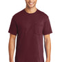 Port & Company Mens Core Short Sleeve Crewneck T-Shirt w/ Pocket - Athletic Maroon