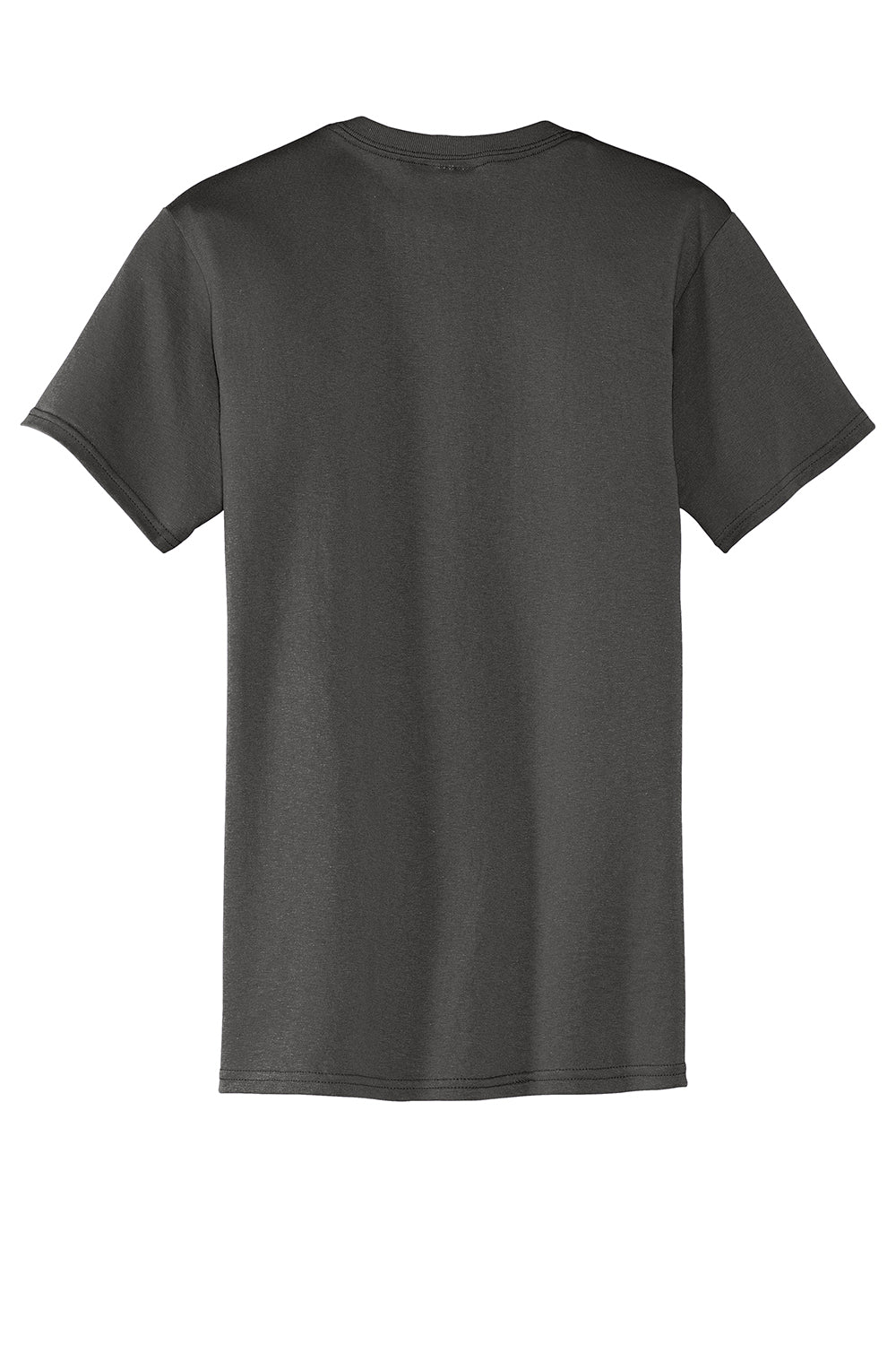 Port & Company PC55P/PC55PT Mens Core Short Sleeve Crewneck T-Shirt w/ Pocket Charcoal Grey Flat Back