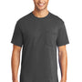 Port & Company Mens Core Short Sleeve Crewneck T-Shirt w/ Pocket - Charcoal Grey