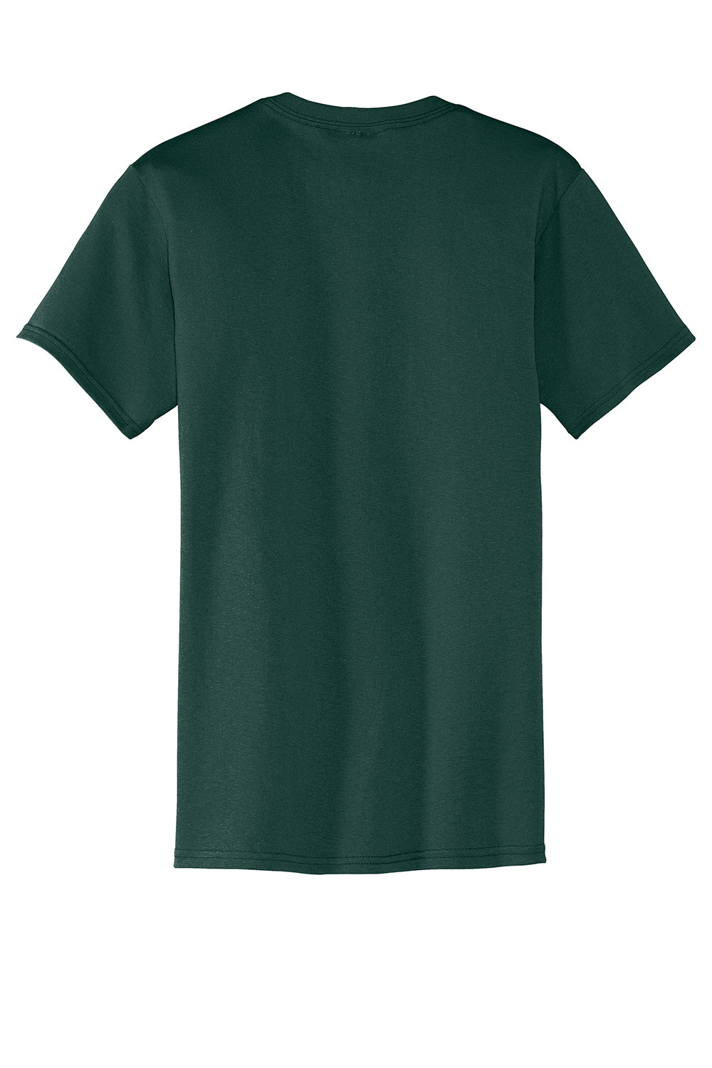 Port & Company PC55P/PC55PT Mens Core Short Sleeve Crewneck T-Shirt w/ Pocket Dark Green Flat Back