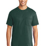 Port & Company Mens Core Short Sleeve Crewneck T-Shirt w/ Pocket - Dark Green