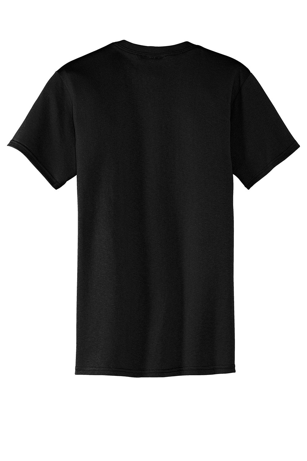 Port & Company PC55P/PC55PT Mens Core Short Sleeve Crewneck T-Shirt w/ Pocket Jet Black Flat Back