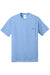 Port & Company PC55P/PC55PT Mens Core Short Sleeve Crewneck T-Shirt w/ Pocket Light Blue Flat Front