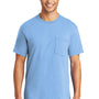 Port & Company Mens Core Short Sleeve Crewneck T-Shirt w/ Pocket - Light Blue