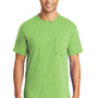 Port & Company Mens Core Short Sleeve Crewneck T-Shirt w/ Pocket - Lime Green