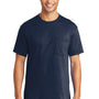 Port & Company Mens Core Short Sleeve Crewneck T-Shirt w/ Pocket - Navy Blue