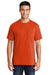 Port & Company PC55P/PC55PT Mens Core Short Sleeve Crewneck T-Shirt w/ Pocket Orange Model Front