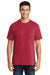 Port & Company PC55P/PC55PT Mens Core Short Sleeve Crewneck T-Shirt w/ Pocket Red Model Front