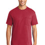 Port & Company Mens Core Short Sleeve Crewneck T-Shirt w/ Pocket - Red