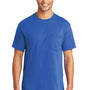 Port & Company Mens Core Short Sleeve Crewneck T-Shirt w/ Pocket - Royal Blue