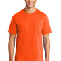 Port & Company Mens Core Short Sleeve Crewneck T-Shirt w/ Pocket - Safety Orange