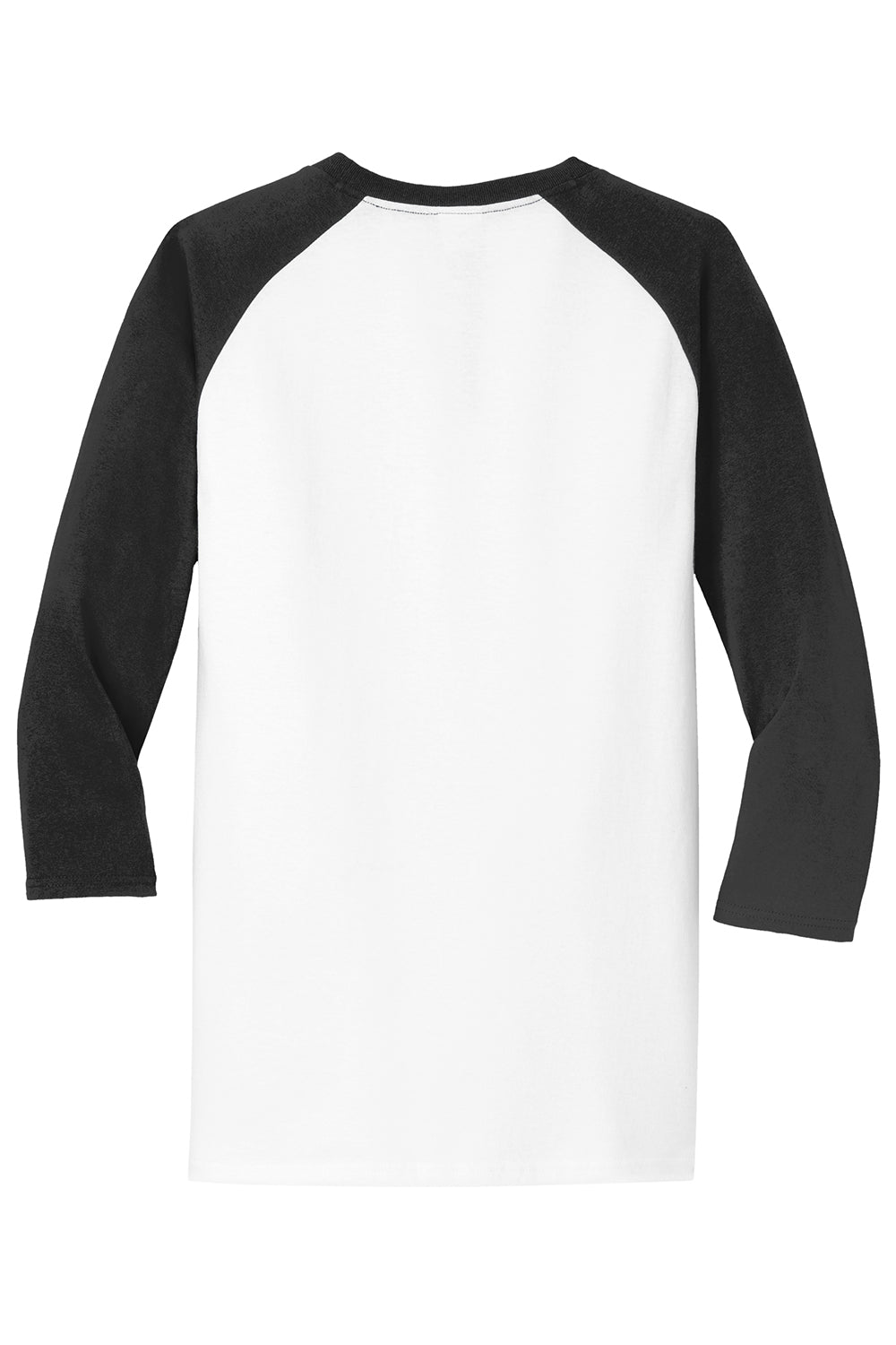 Port & Company PC55RS Mens Core Moisture Wicking 3/4 Sleeve Crewneck T-Shirt White/Jet Black Flat Back