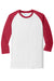 Port & Company PC55RS Mens Core Moisture Wicking 3/4 Sleeve Crewneck T-Shirt White/Red Flat Front