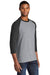 Port & Company PC55RS Mens Core Moisture Wicking 3/4 Sleeve Crewneck T-Shirt Heather Grey/Jet Black Model 3q