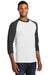 Port & Company PC55RS Mens Core Moisture Wicking 3/4 Sleeve Crewneck T-Shirt White/Jet Black Model 3q