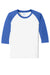 Port & Company PC55YRS Youth Core Moisture Wicking 3/4 Sleeve Crewneck T-Shirt White/Royal Blue Flat Front