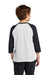 Port & Company PC55YRS Youth Core Moisture Wicking 3/4 Sleeve Crewneck T-Shirt White/Jet Black Model Back