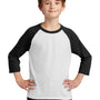 Port & Company Youth Core Moisture Wicking 3/4 Sleeve Crewneck T-Shirt - White/Jet Black