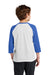 Port & Company PC55YRS Youth Core Moisture Wicking 3/4 Sleeve Crewneck T-Shirt White/Royal Blue Model Back