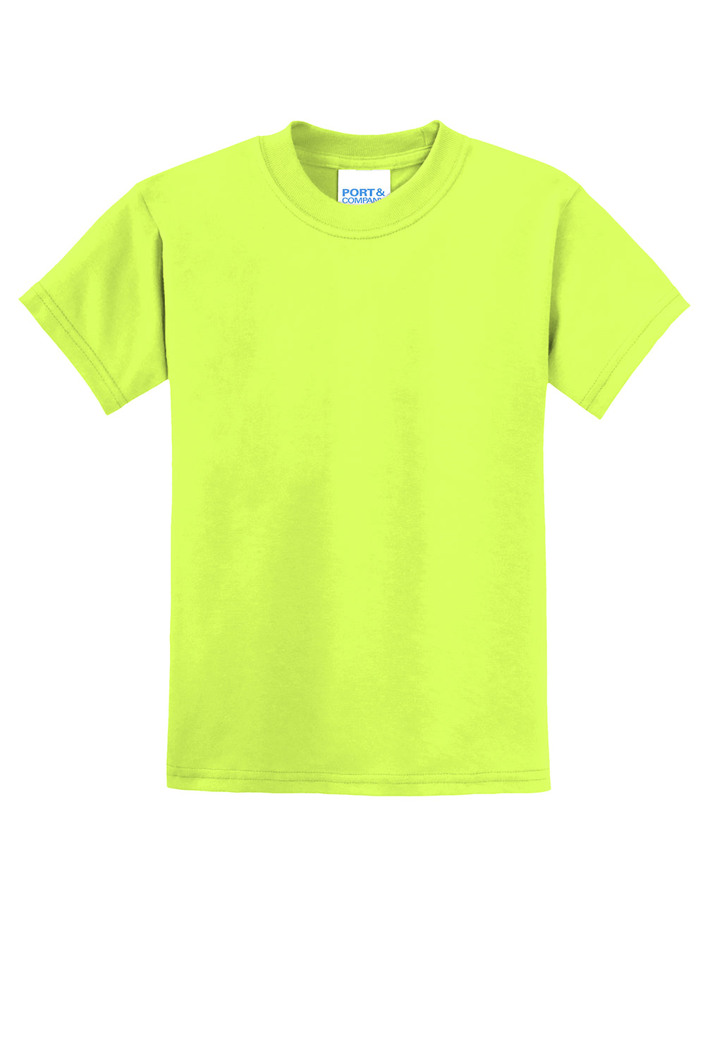 Port & Company PC55Y Youth Core Short Sleeve Crewneck T-Shirt Safety Green Flat Front