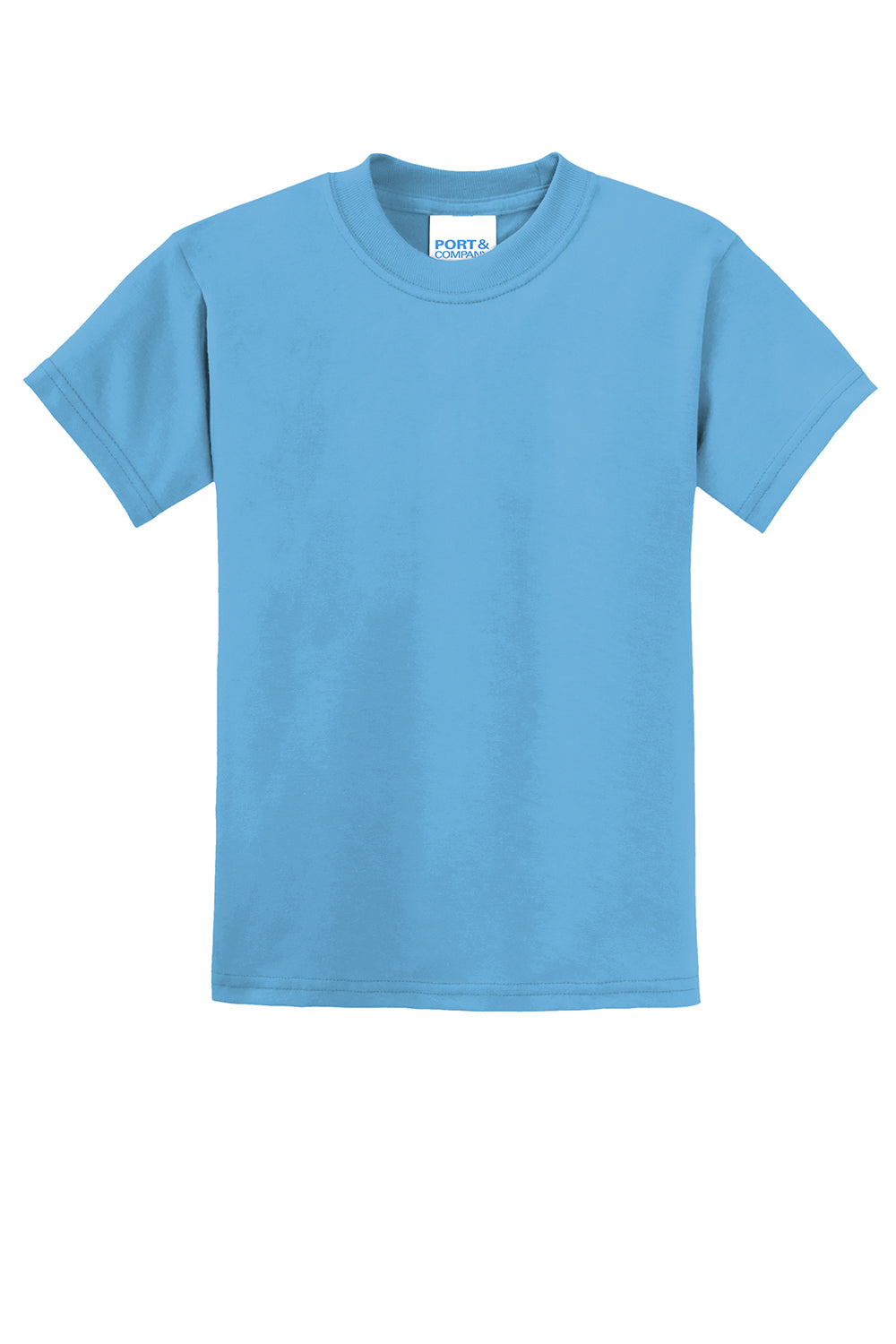 Port & Company PC55Y Youth Core Short Sleeve Crewneck T-Shirt Aquatic Blue Flat Front