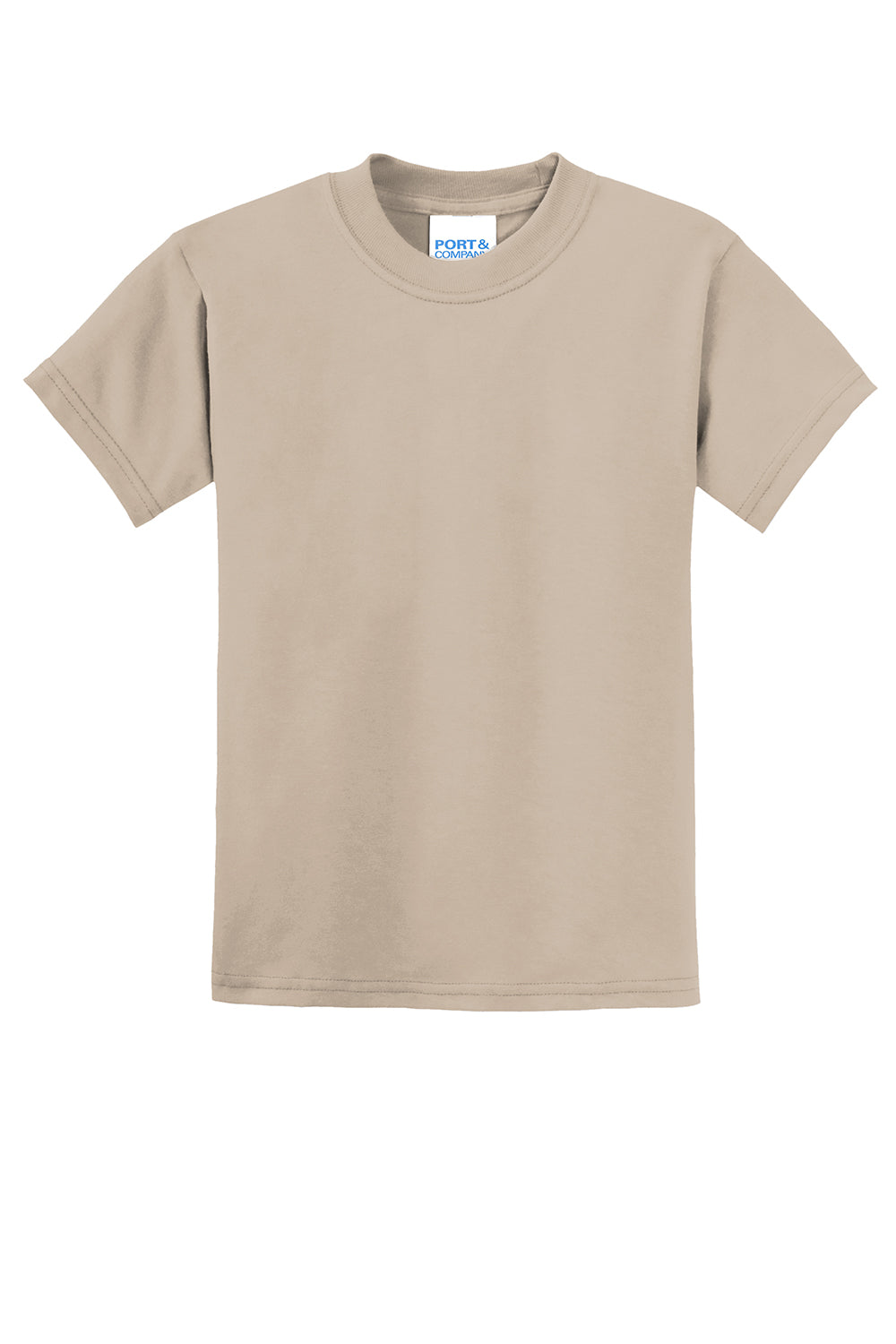 Port & Company PC55Y Youth Core Short Sleeve Crewneck T-Shirt Desert Sand Flat Front