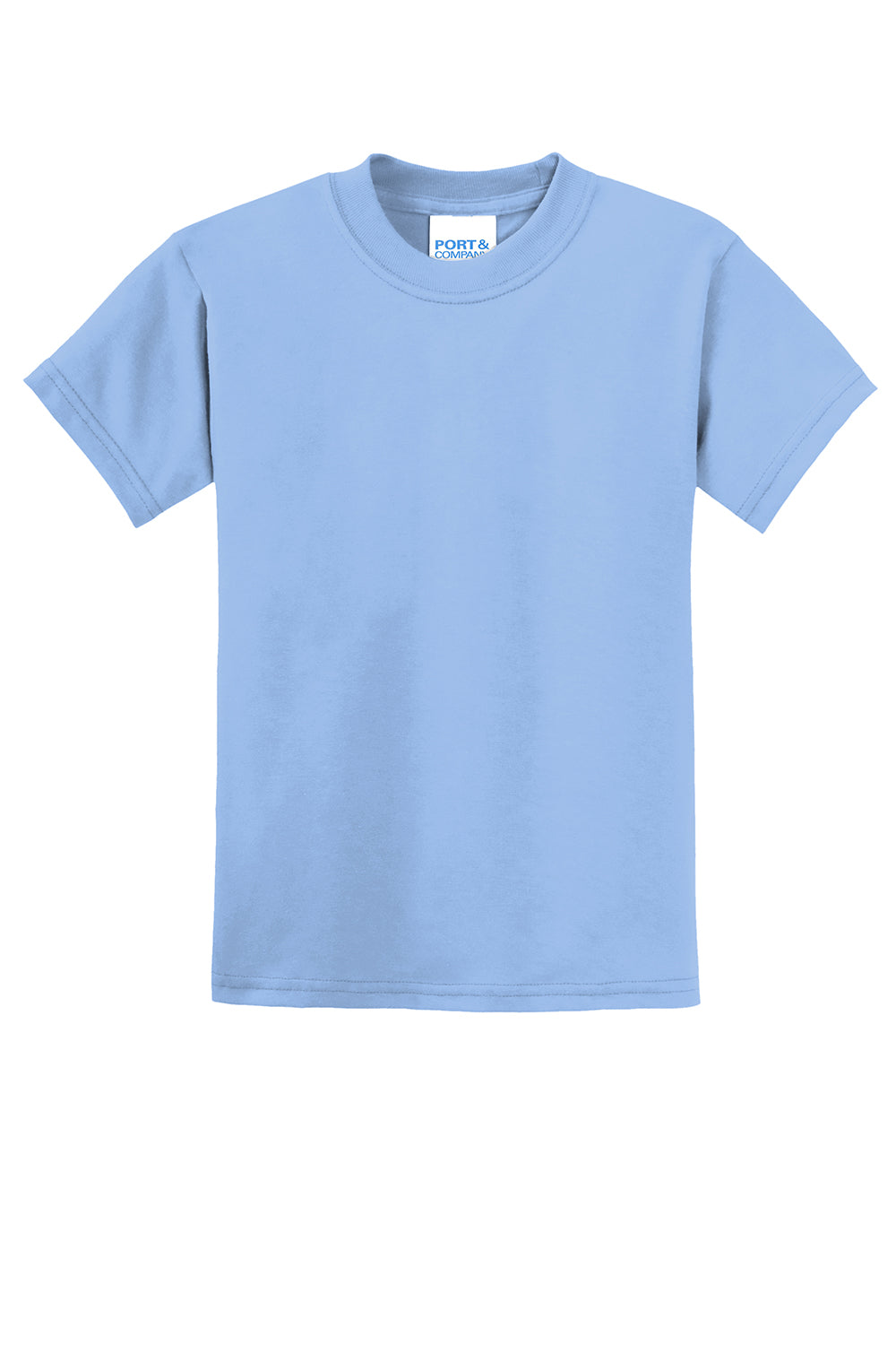 Port & Company PC55Y Youth Core Short Sleeve Crewneck T-Shirt Light Blue Flat Front