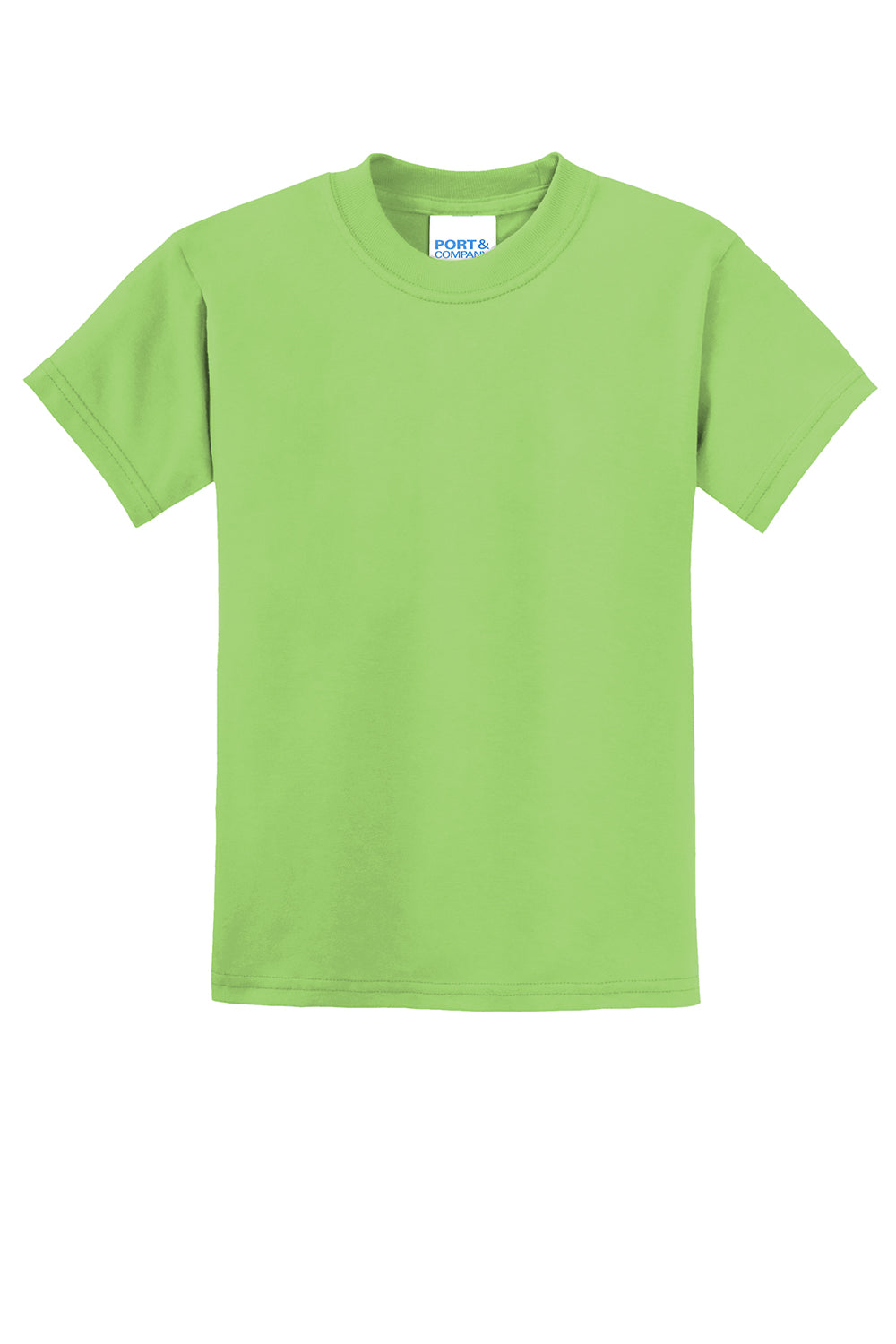 Port & Company PC55Y Youth Core Short Sleeve Crewneck T-Shirt Lime Green Flat Front