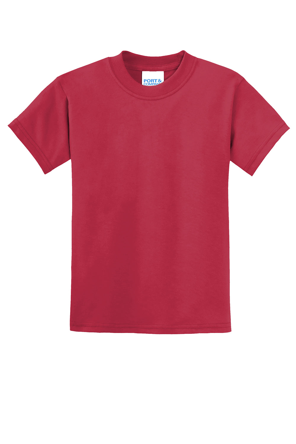 Port & Company PC55Y Youth Core Short Sleeve Crewneck T-Shirt Red Flat Front