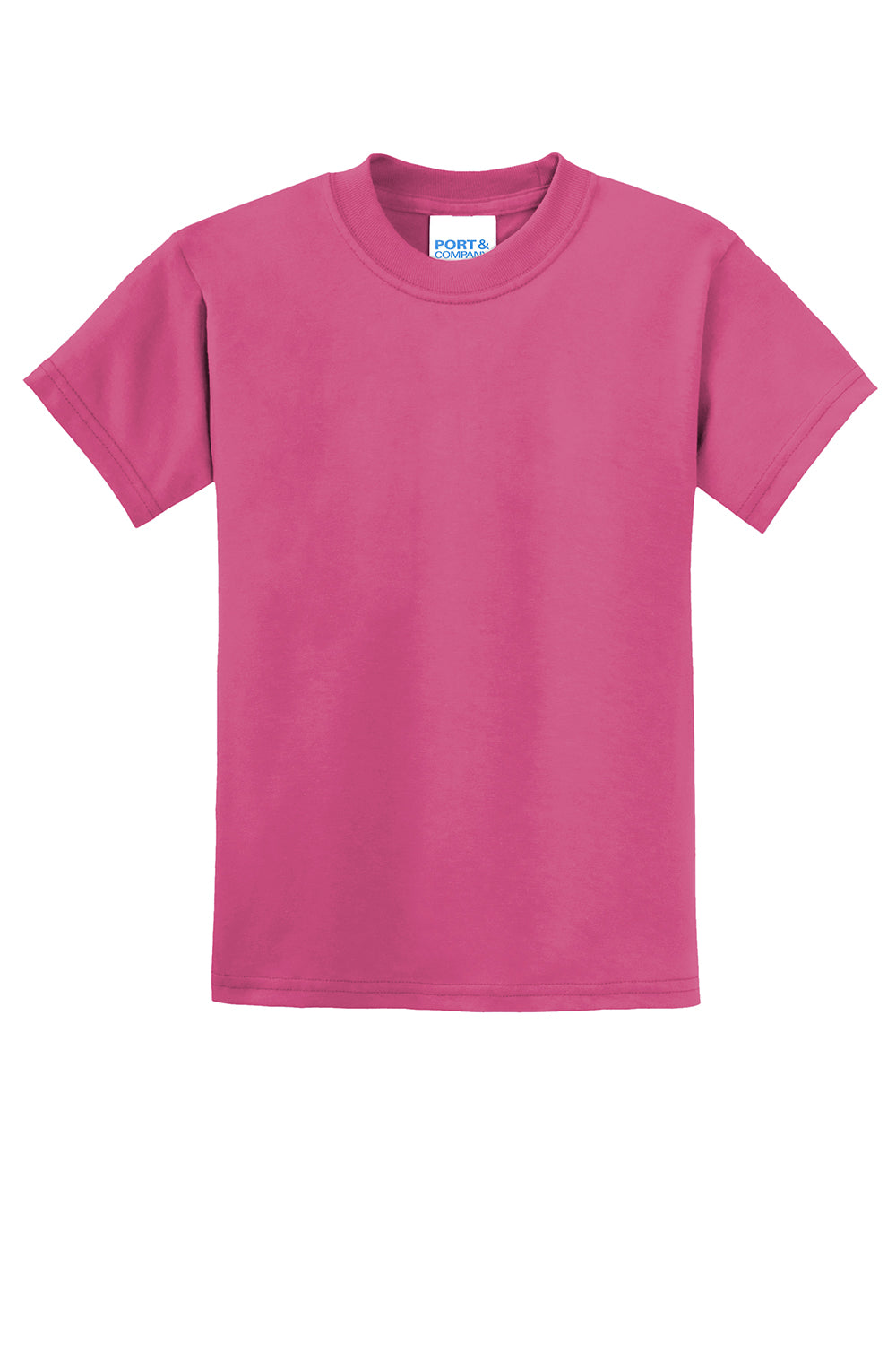 Port & Company PC55Y Youth Core Short Sleeve Crewneck T-Shirt Sangria Pink Flat Front