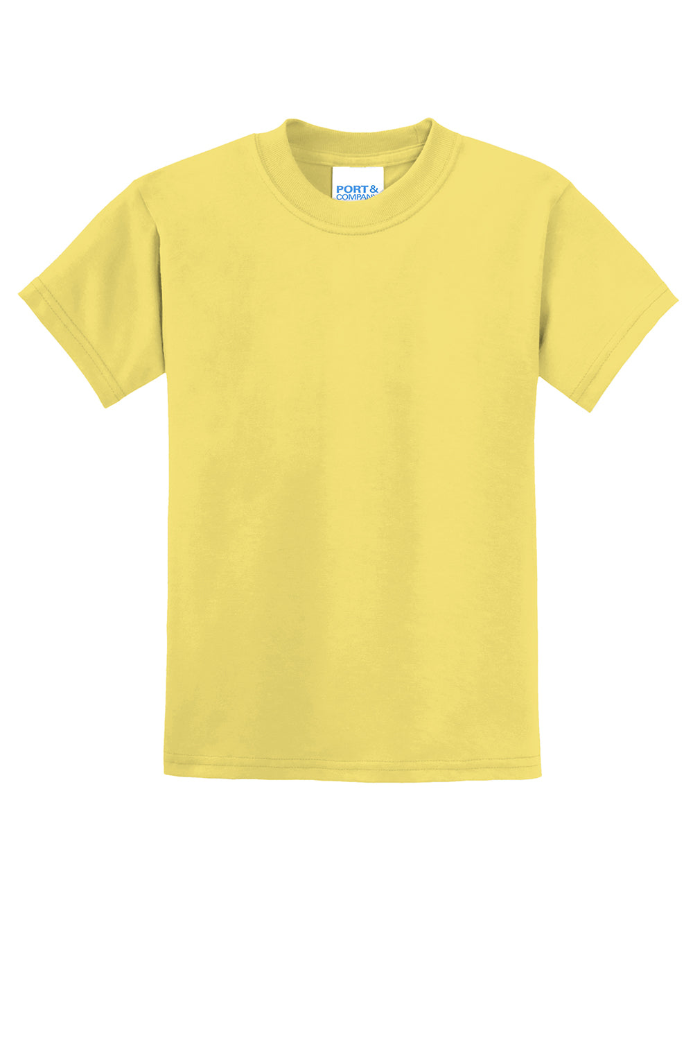 Port & Company PC55Y Youth Core Short Sleeve Crewneck T-Shirt Yellow Flat Front