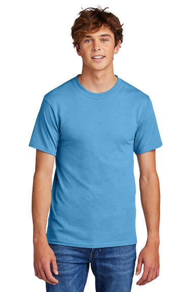 Port & Company PC55/PC55T Mens Core Short Sleeve Crewneck T-Shirt Aquatic Blue Model Front